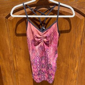 Prana Top Women Small Pink Orange Yoga Boho Sleeveless Tank (Small)